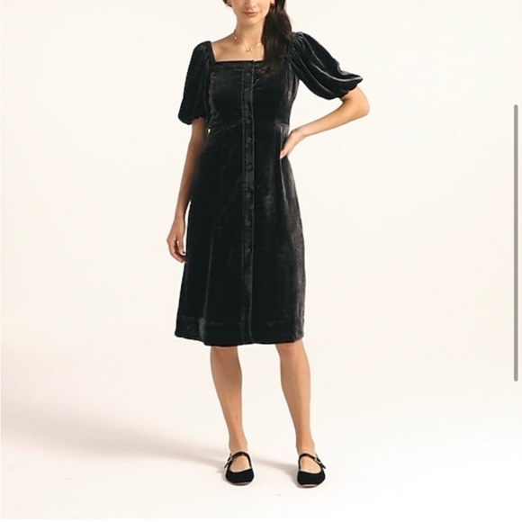 J Crew puff sleeve black dress, NWT, size 14. - Picture 2 of 6